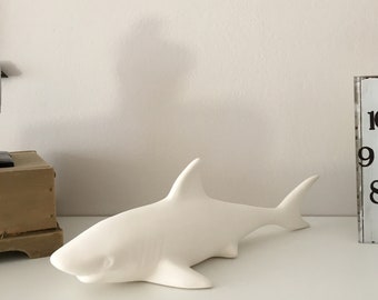 Paint Your Own Ceramic Shark Figurine, DIY Pottery Painting Blank, Unpainted Ceramic Animal Craft, Kids Creative Activity, Ocean Decor