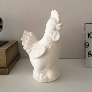 Rooster Cash Box, Ready to Paint, Ceramic Bisque, Rooster Figurine, Rooster Coin Bank, Piggy Banks, DIY Project, Ceramic Toys, Art Statues