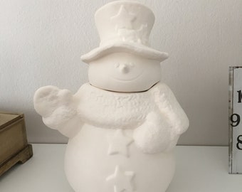 Kerst Decor, Klaar om te schilderen, Keramische Sneeuwpop Decor, Keramische Bisque, Sneeuwpop Opslag, Schilder Je Eigen, Beschilderbare Keramiek, DYI Project