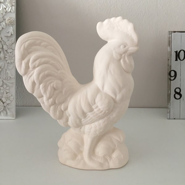 Garden Decor, Ready to Paint, Ceramic Rooster, Home Decoration, Ceramic Bisque, Outdoor Statue, Gift for Mom, Handmade Ceramics, Art Figure