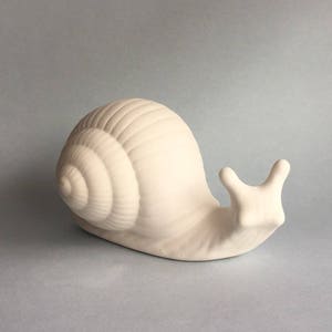 Garden Decoration - Snail Bisque Ceramic Figurine, White Snail for Home Decor, Unique Gift for Mom & Garden, Unpainted Ceramic