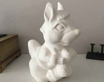 DIY Ceramic Squirrel Figurine to Paint, Unpainted Animal Statue for Kids & Adults, Craft Painting Kit , Handmade Ceramic Ornament Gift