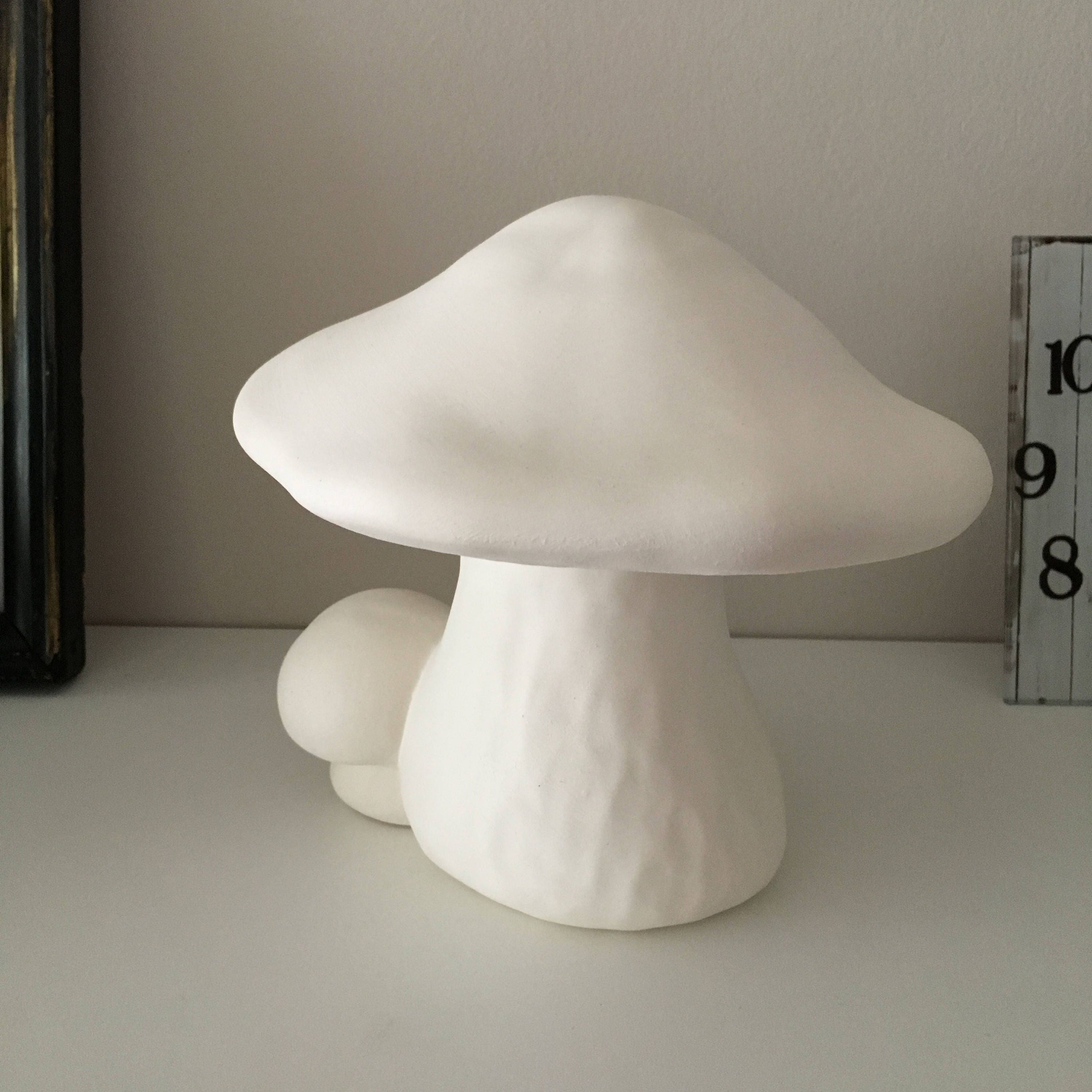 Set of 2 Ceramic Garden Mushrooms Ready to Paint Ceramic Etsy
