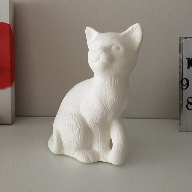 Ceramic Cat Sculpture Ready to Paint Bisque Handmade Cat Etsy