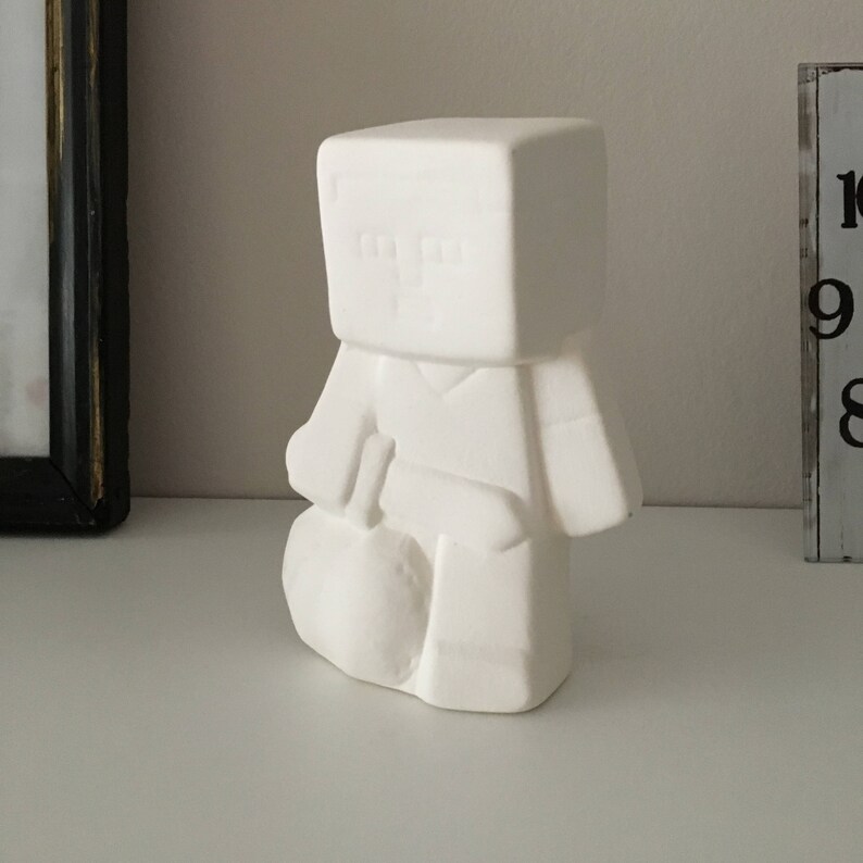 Ceramic Minecraft Figurine Ready to Paint Bisque Handmade Etsy