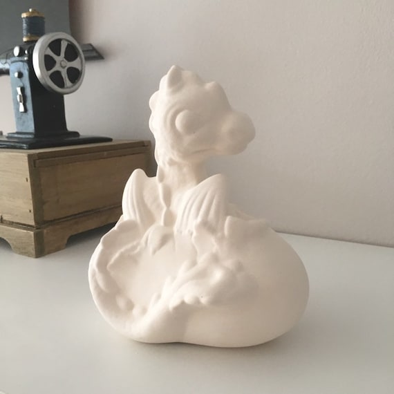Ceramic Baby Dragon, Ceramic Figurine, Ready to Paint, Unfinished Dragon, Home Decor, Fantasy, Dragon Sculpture, Gift for Kids, Dragon Art