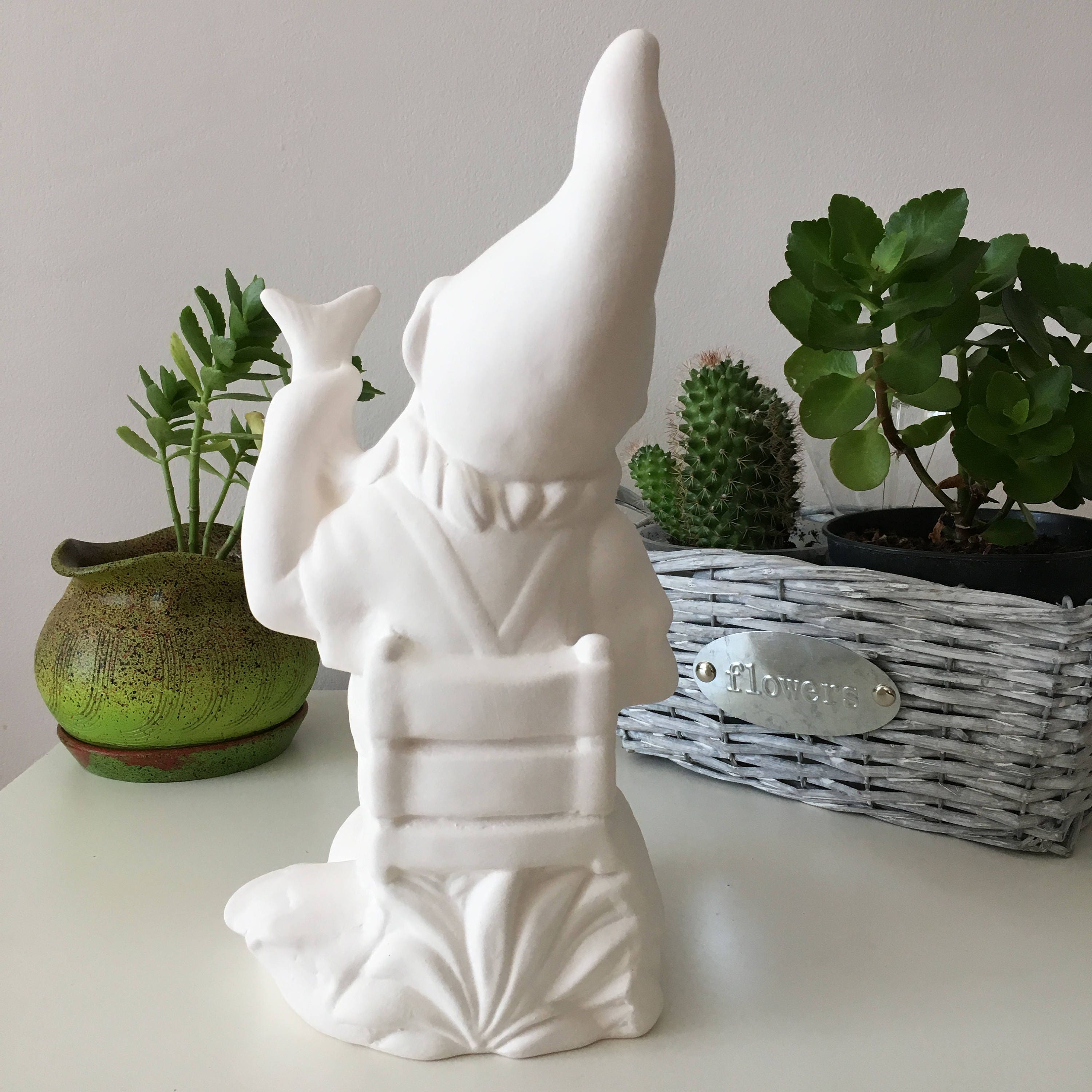 Ready to Paint Garden Gnome Ceramic Fisherman Statue Garden Etsy