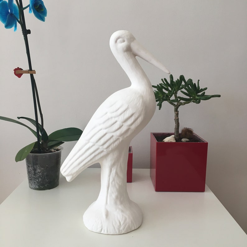 Ceramic Stork Statue Ready to Paint Garden Decor Outdoor Etsy