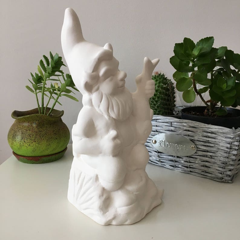 Ready to Paint Garden Gnome Ceramic Fisherman Statue Garden Etsy