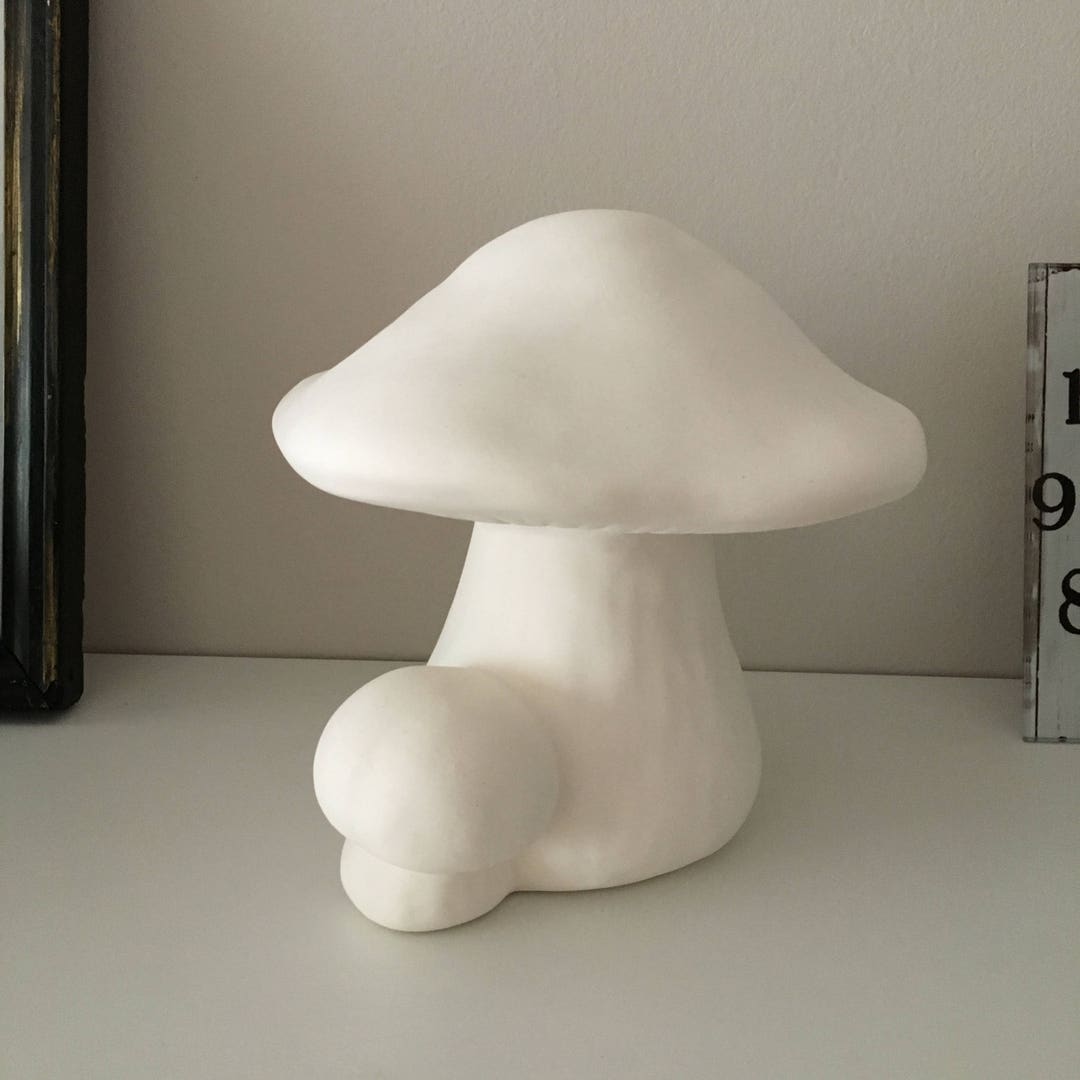 Set of 2 Ceramic Garden Mushrooms, Ready to Paint, Ceramic Bisque