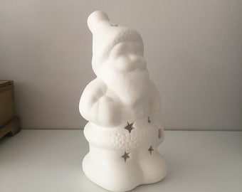 Paint Your Own Santa Candle Holder, Ready to Paint Ceramic Bisque, Pottery Painting Blank, DIY Christmas Craft, Holiday Painting Project