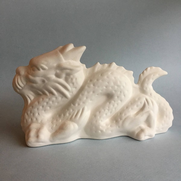 Keramik Drache, Fertig zum Bemalen, Geschenk für Jungen, Keramik Bisque, Orientalischer chinesischer Drache, handgemachte Figuren, Wohndekoration, Geburtstagsgeschenk