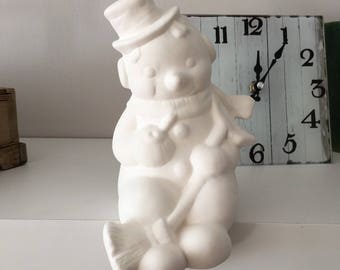Paint Your Own Ceramic Snowman, Ceramic Bisque Christmas Figurine, Ready to Paint Pottery Blank, DIY Snowman Craft Kit, Winter Holiday Decor