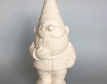 DIY Ceramic Gnome Figurine, Ready to Paint Bisque Statue for Crafts, Kids Activity