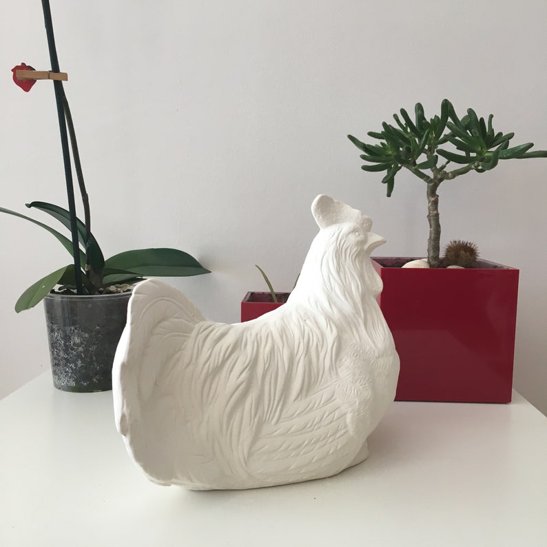 Ceramic Rooster Statue Ready to Paint Outdoor Sculptures Etsy