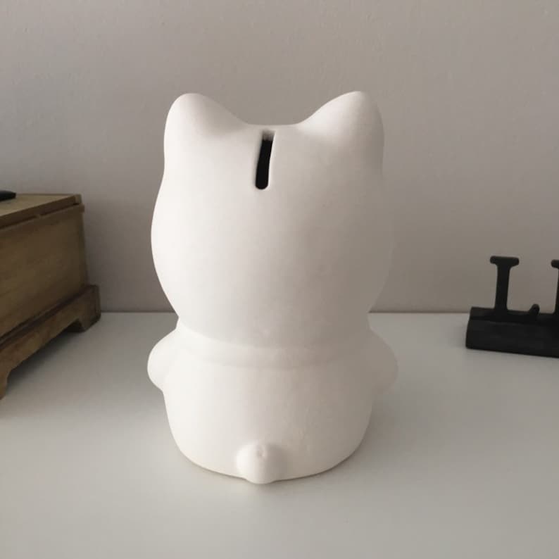 Ceramic Cat Kitty Cash Box Unfinished Cat Etsy