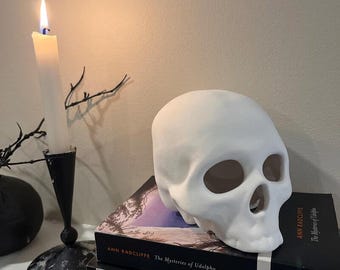 Unpainted Ceramic Skull – Paintable Bisque Human Skull for DIY Crafts, Gothic Decor, Halloween Display or Anatomy Art
