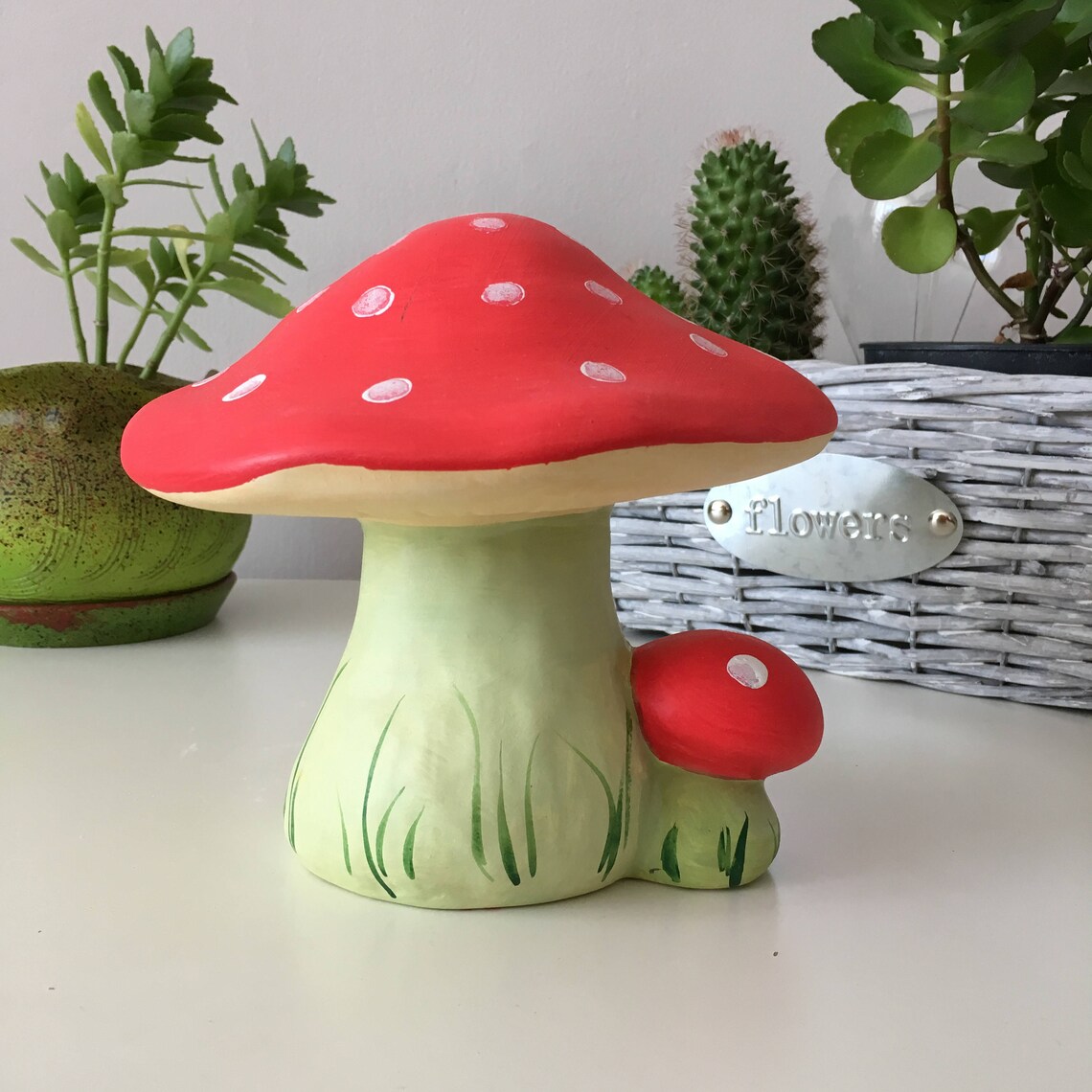 Ceramic Mushrooms Painted Mushrooms Garden Decor Outdoor Etsy Canada