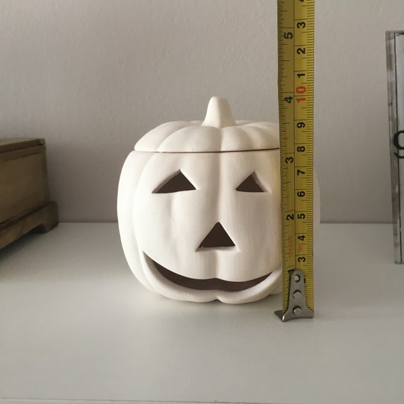 Ready to Paint Pottery Ceramic Bisque Halloween Carved Pumpkin 4" Tall 