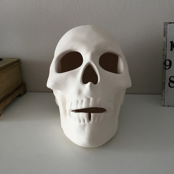Nowells Set of Three Small Ceramic Bisque lIfe like Human Skulls Ready to Paint 