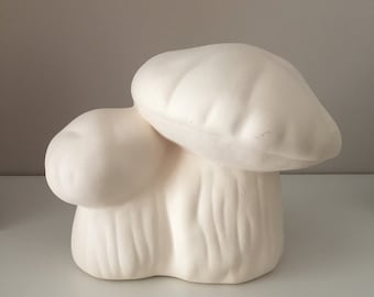 Handgemaakte paddenstoelenset van 2, keramische paddenstoelen voor doe-het-zelvers, klaar om te schilderen schoolproject, unieke knutselspullen