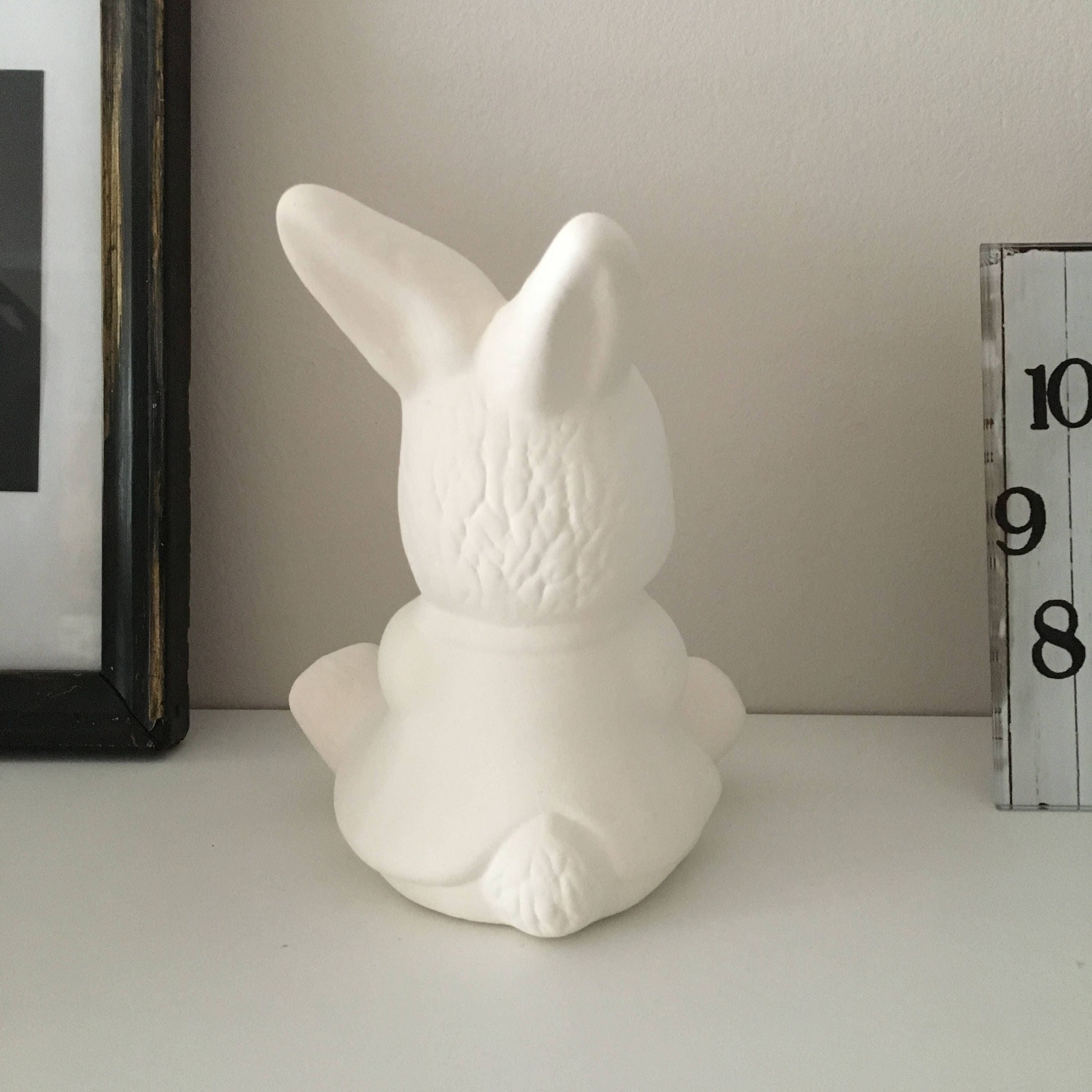 Figurine Lapin De Pâques En Céramique Bisque – À Peindre, Sur œuf, 4.25 Pouces, Fait Main