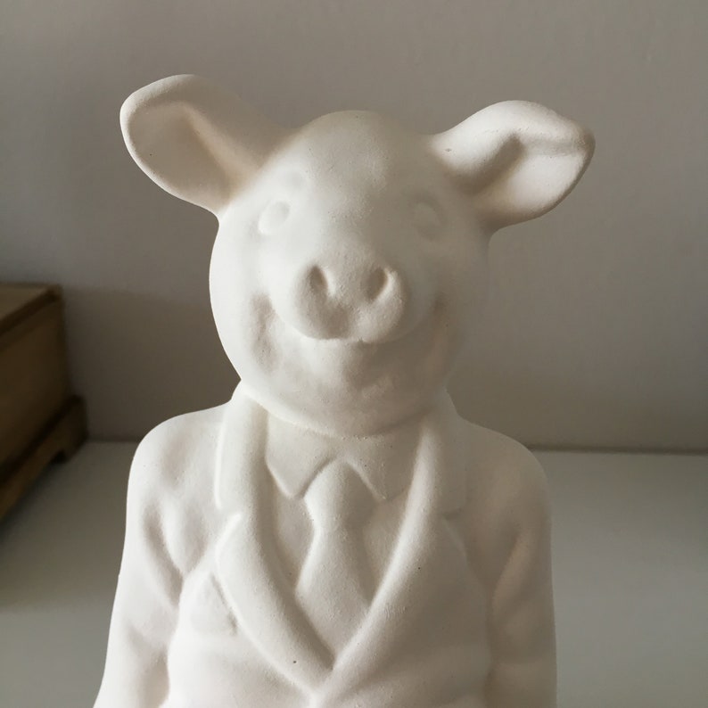 Home Decor Ready to Paint Ceramic Pig Bisque Pig with Suit Etsy