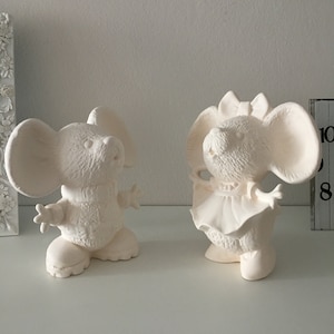 Ceramic Mouses, U-Paint, Unpainted Figurines, Ready to Paint, Gift for Kids, Fun for Kids, Painting for Children, Animal Bisque
