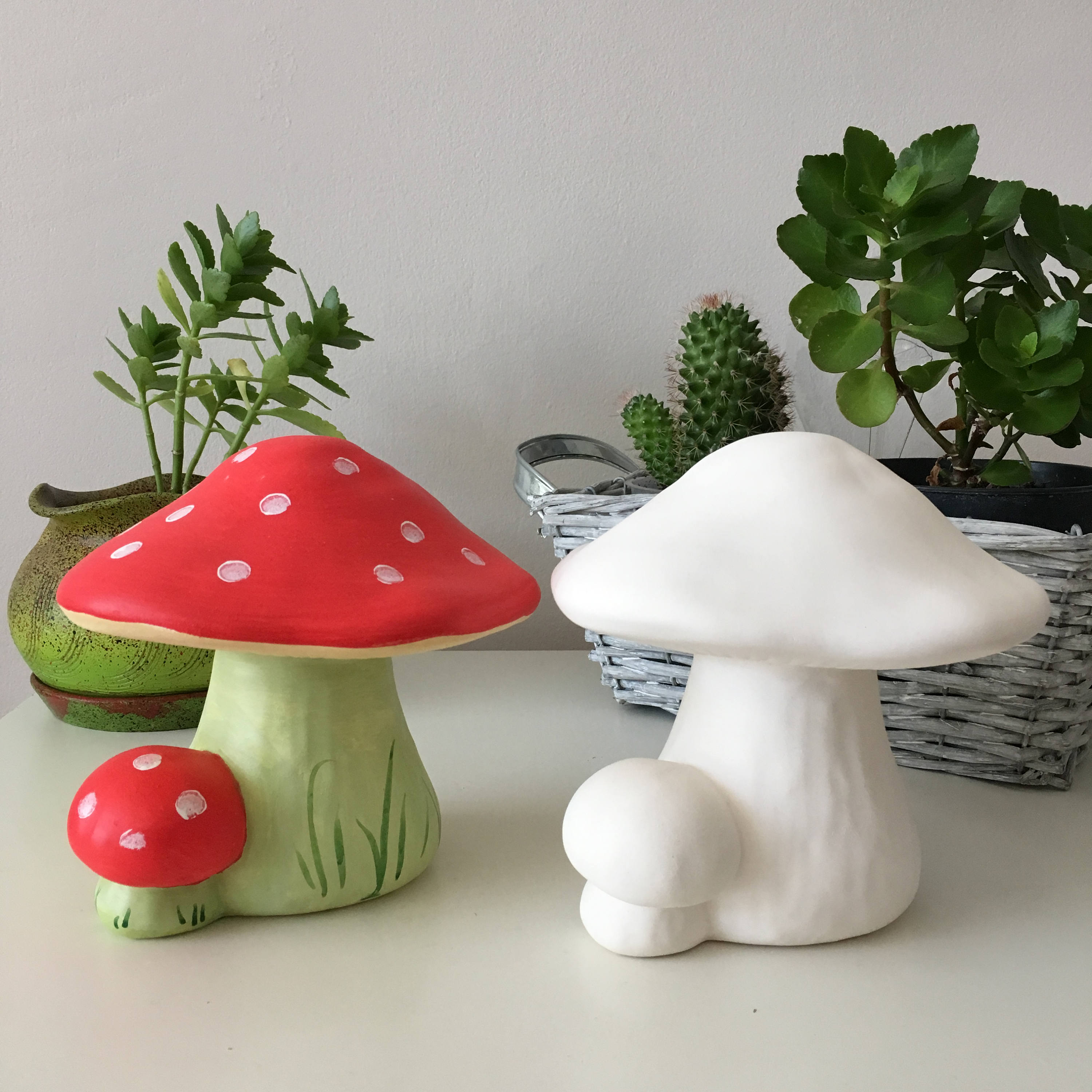 Ceramic Mushrooms Painted Mushrooms Garden Decor Outdoor Etsy
