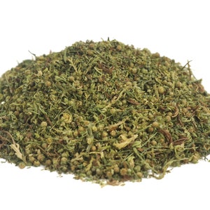 May include: A pile of dried green and brown herbs, likely for use in teas or herbal remedies.