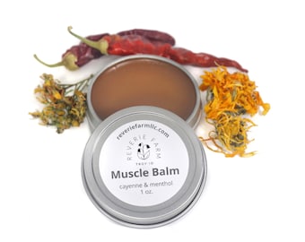 Muscle Balm Salve- with Menthol, Cayenne , Arnica, & St. John's Wort organically grown on farm