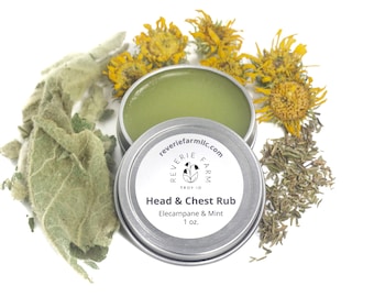 Herbal Chest Rub Salve- soothe airways and cold flu symptoms with organically grown Elecampane & Thyme