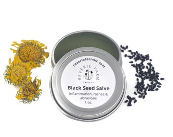 Black Seed Salve- Nigella sativa infused oil with Gumweed Grindelia flowers, organically grown on farm