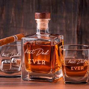 Gepersonaliseerde karafset, custom whiskyglazenset, gegraveerde bourbonglazen en fles, whiskyliefhebber cadeau