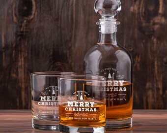Engraved Whiskey Decanter Set, Personalized Anniversary Gift