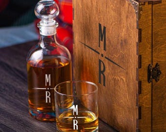 Personalisiertes Whisky-Dekanter-Set: Graviertes Glas, Geburtstagsgeschenk