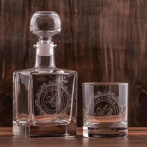 Juego de vasos y decantador de whisky personalizados, juego de decantador de bourbon, vasos y botella de whisky grabados, regalo para papá, regalo para él