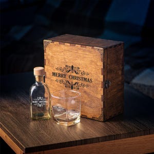 Personalized Whiskey Set: Engraved Wooden Gift Box, Groomsmen Gift