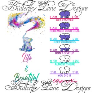 Life is Beautiful Elephant Water Tracker toboggan aquatique.  PNG, SVG