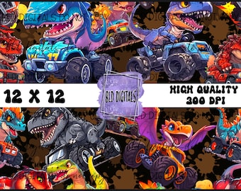 Monster Mash Trucks  - : Seamless PNG Digital File