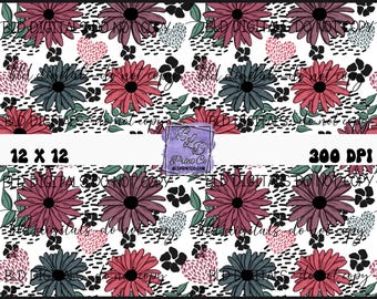 Spring Summer florals  : Seamless PNG Digital File