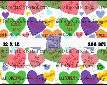 Valentines  Sweet Convo hearts : Seamless PNG Digital File