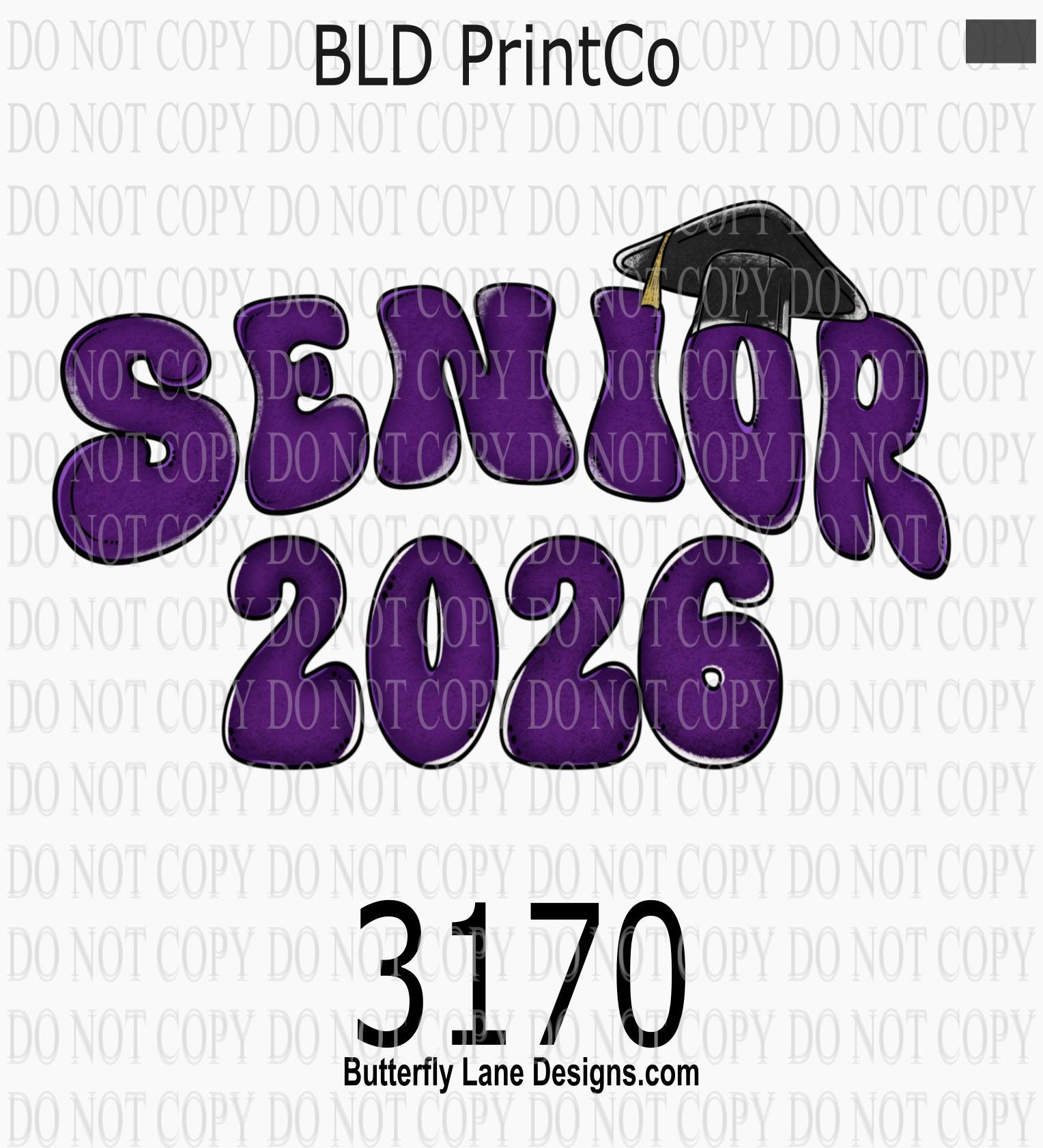 Senior 2026 | Purple Bubble Letters & Graduation Cap - Etsy