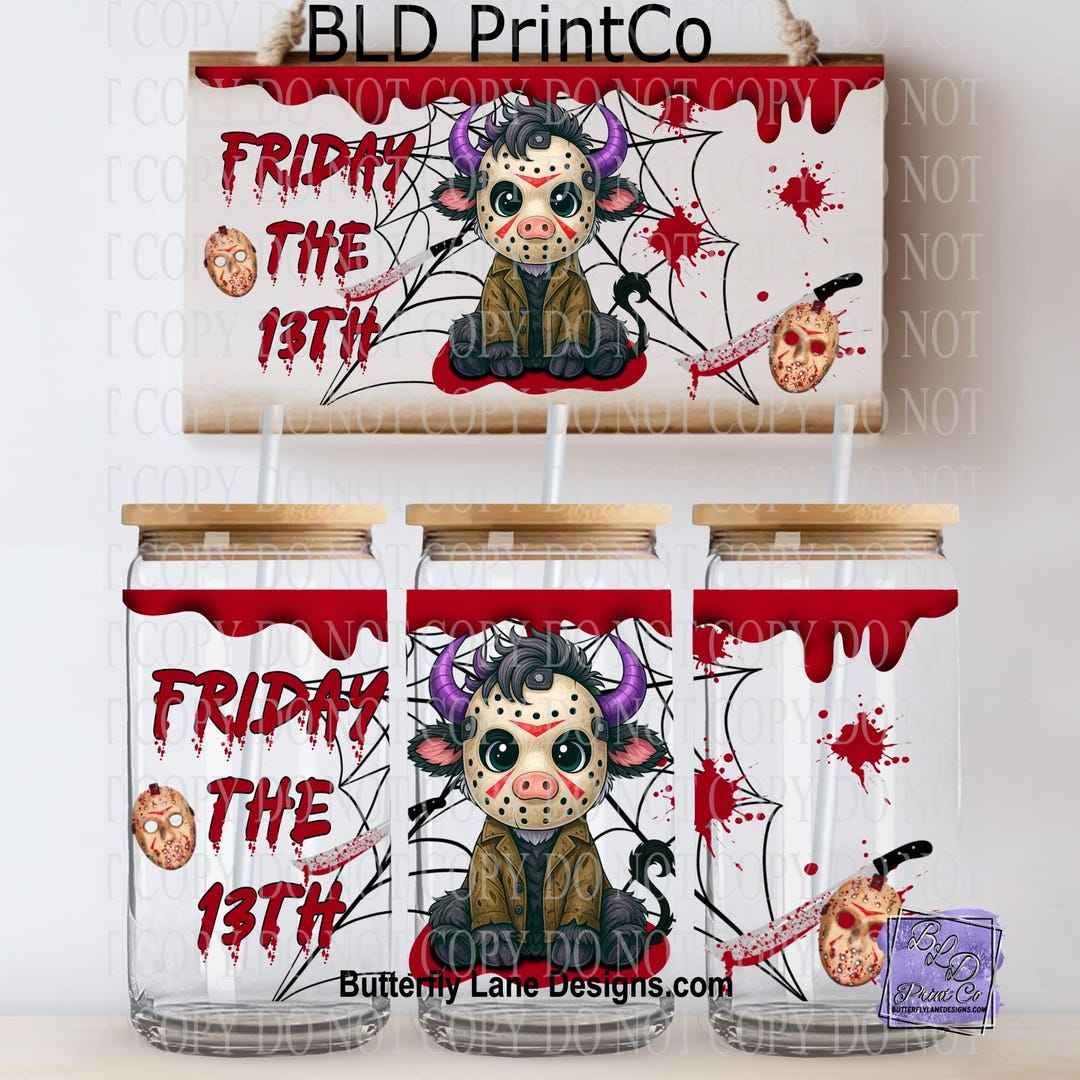 Friday Moos Friday Spooky Moo Libbey Glass Wrap- 16oz PNG Digital File - Etsy