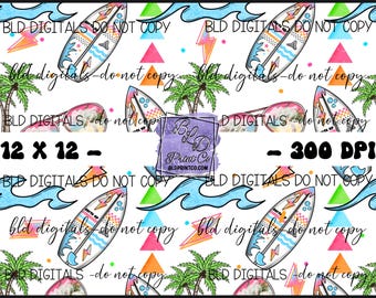 Neon Summer: Seamless PNG Digital File