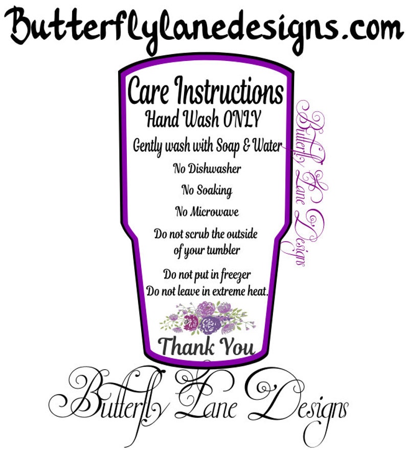 Cards Free Printable Tumbler Care Instructions / Tumbler Care