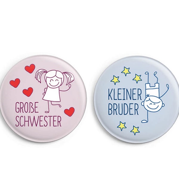 Button-Set: Große Schwester + Kleiner Bruder | Geschenk