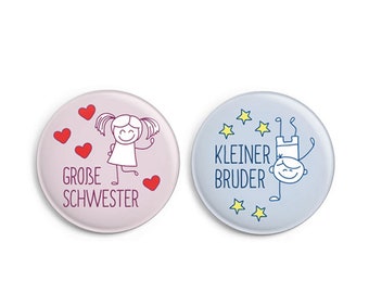 Button-Set: Große Schwester + Kleiner Bruder | Geschenk