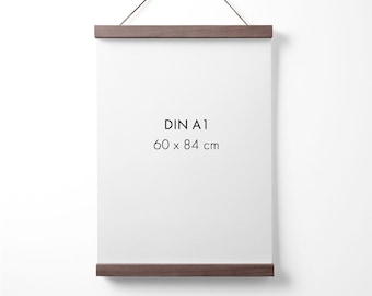 60 cm Magnet-Posterleiste dunkelbraun, Öko-Holz (DIN A1, DIN A2)