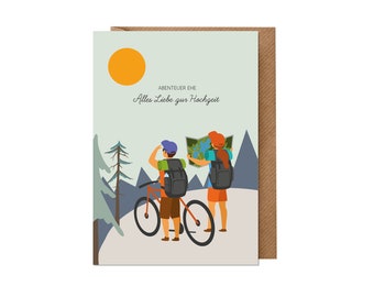 Wedding card: "Adventure Marriage - All the best for your wedding" (wedding card, congratulations on your wedding) | Recycled paper